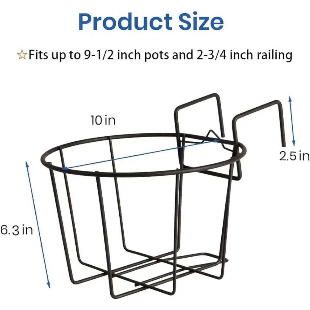 3Pack 10inch Railing Planters Balcony Hanging Baskets for Plants